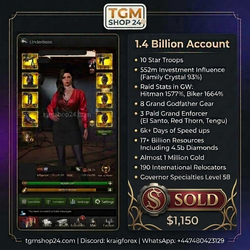 1.4 Billion Account VIP 20 Paid Enforcer 20% RJB 10 Star Troops
